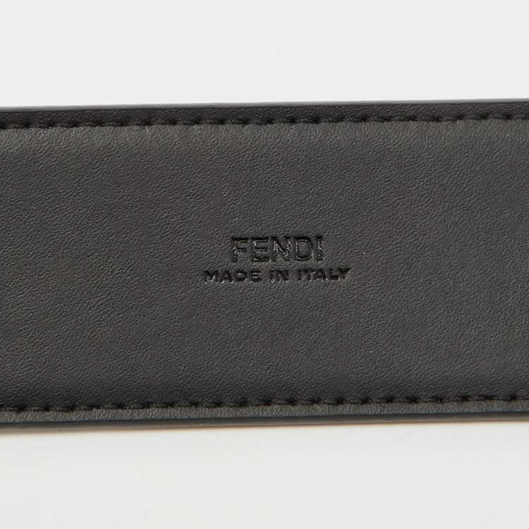 Pre Owned Fendi Black Leather and Zucca Canvas Buckle Belt 95 CM