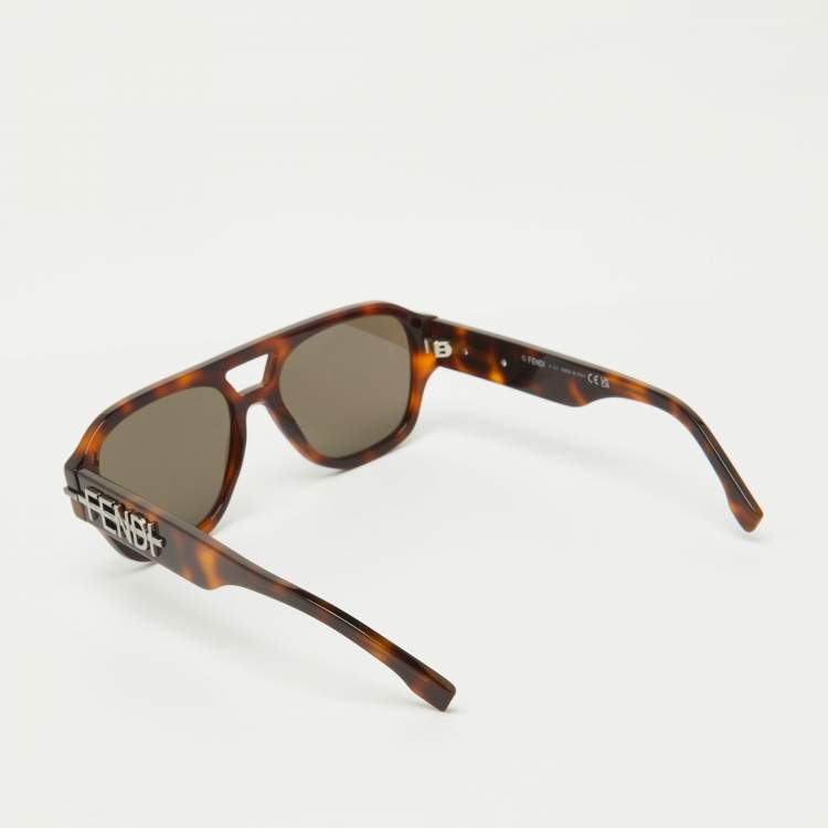 Pre Owned Fendi Havana/Brown FE40130I Fendigraphy Geometric Sunglasses