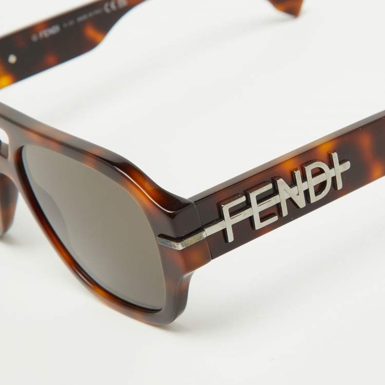 Pre Owned Fendi Havana/Brown FE40130I Fendigraphy Geometric Sunglasses