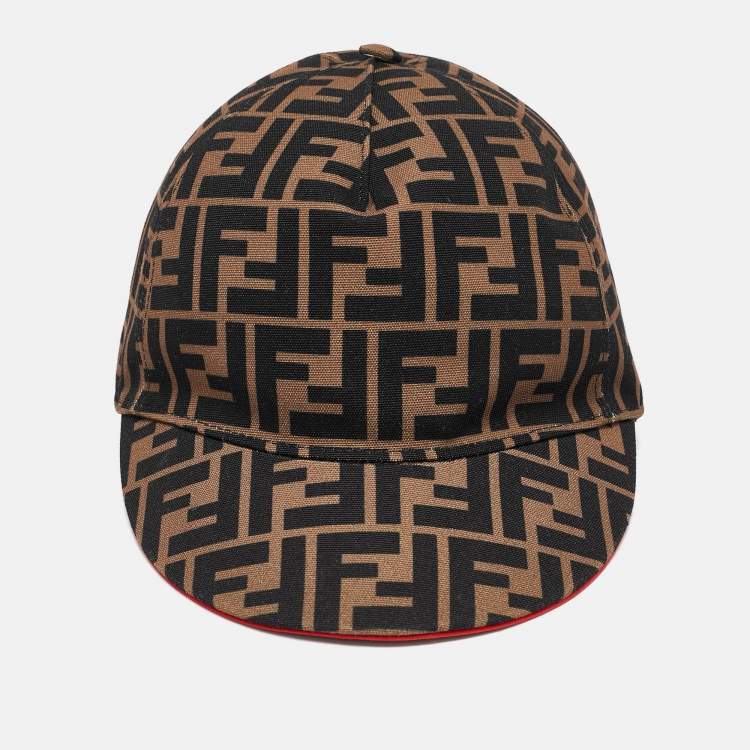 Pre Owned Fendi Brown Zucca Pattern Canvas Baseball Cap 