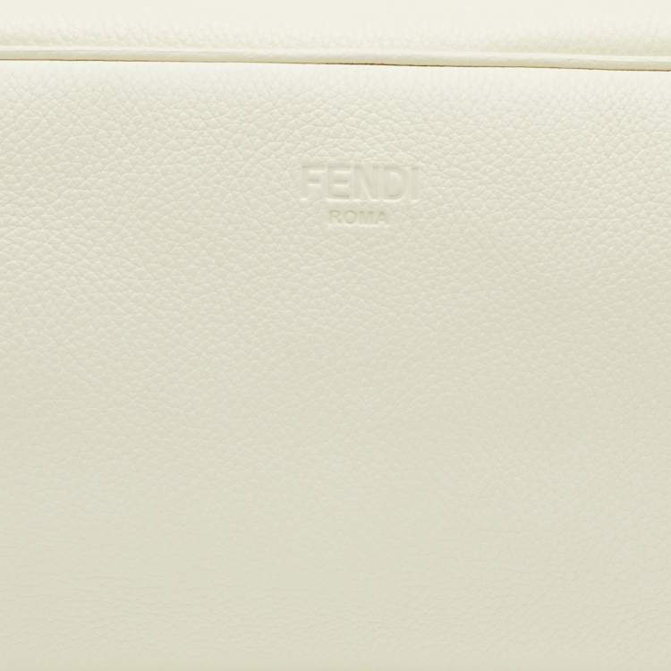Pre Owned Fendi White Leather Travel Toiletry Case