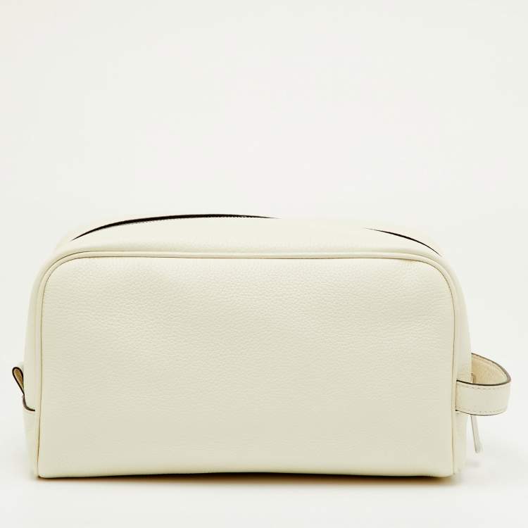 Pre Owned Fendi White Leather Travel Toiletry Case