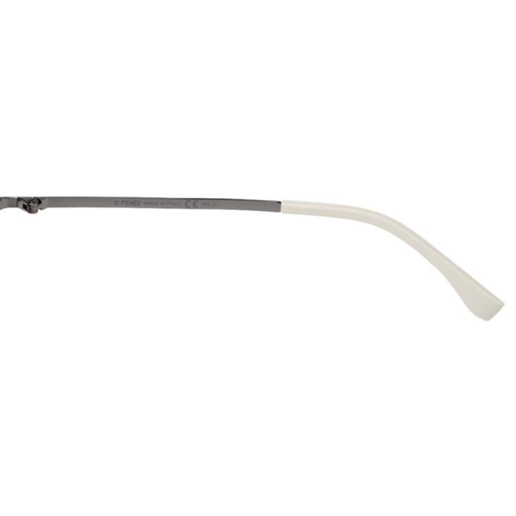 Pre Owned Fendi Silver Tone/Brown FF M0031/S Aviator Sunglasses