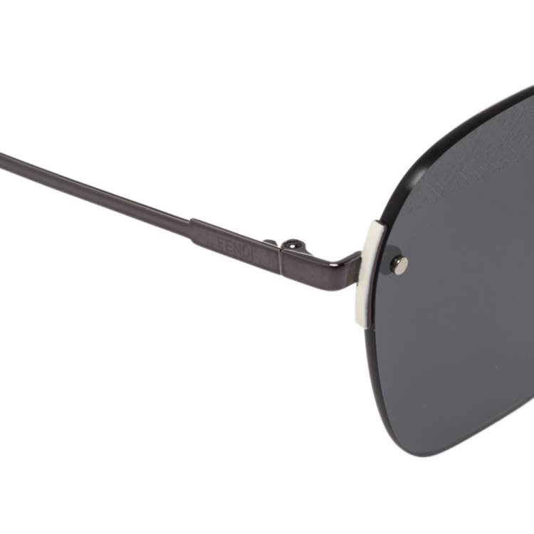 Pre Owned Fendi Black/Grey FF M0057/S Squared Sunglasses