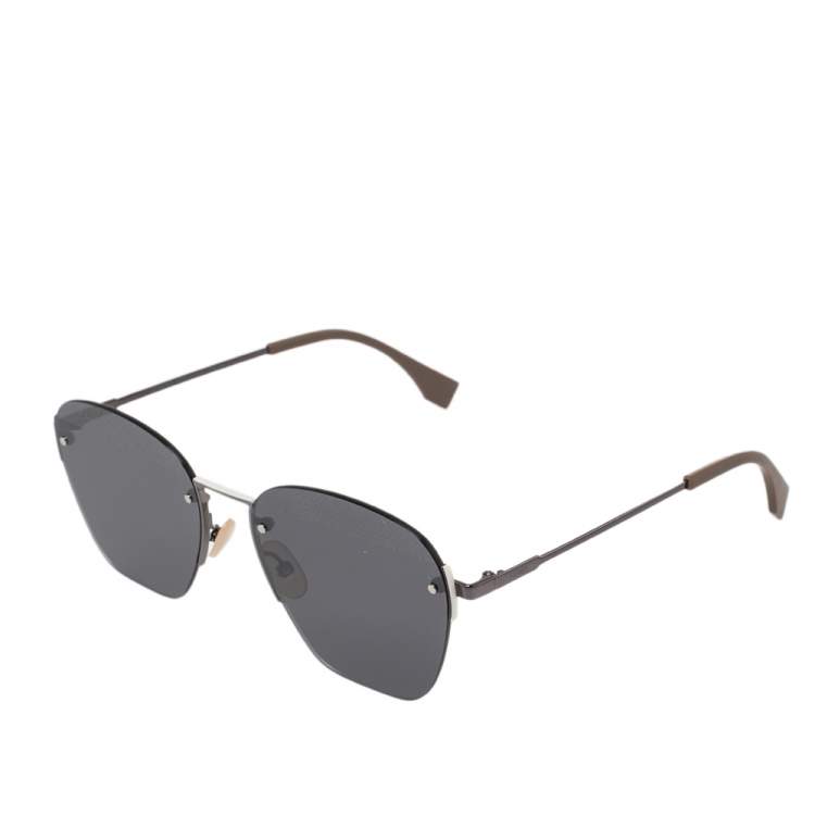 Pre Owned Fendi Black/Grey FF M0057/S Squared Sunglasses