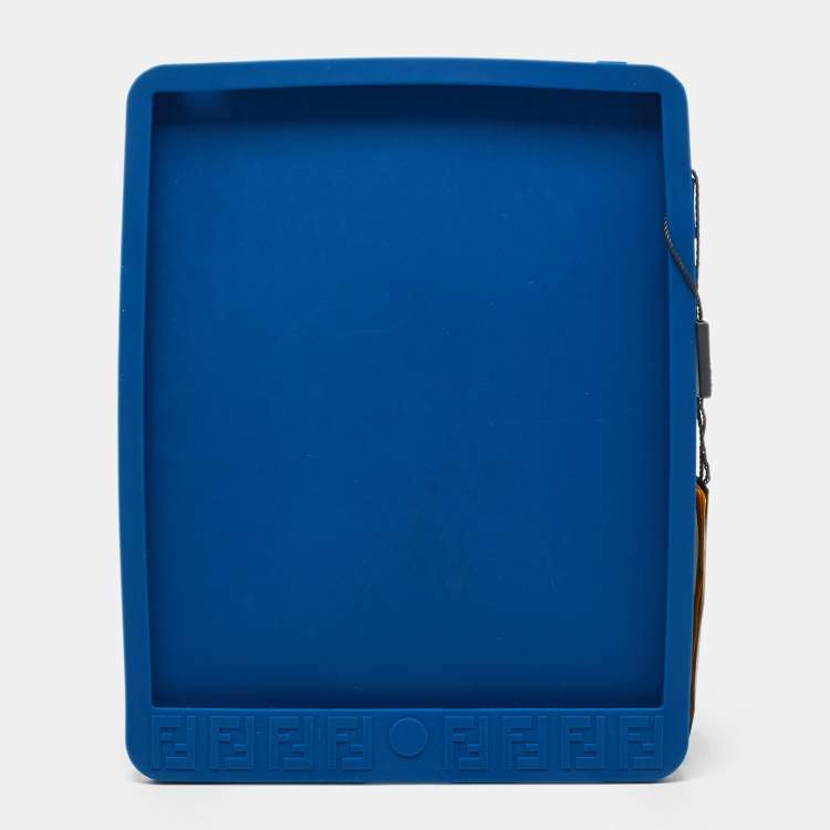 Pre Owned Fendi Blue Zucchino Rubber Ipad Case