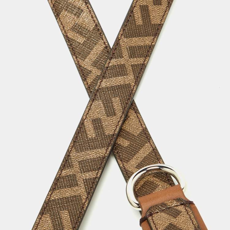 Pre Owned Fendi Tobacco Zucca Coated Canvas and Leather Dog Leash