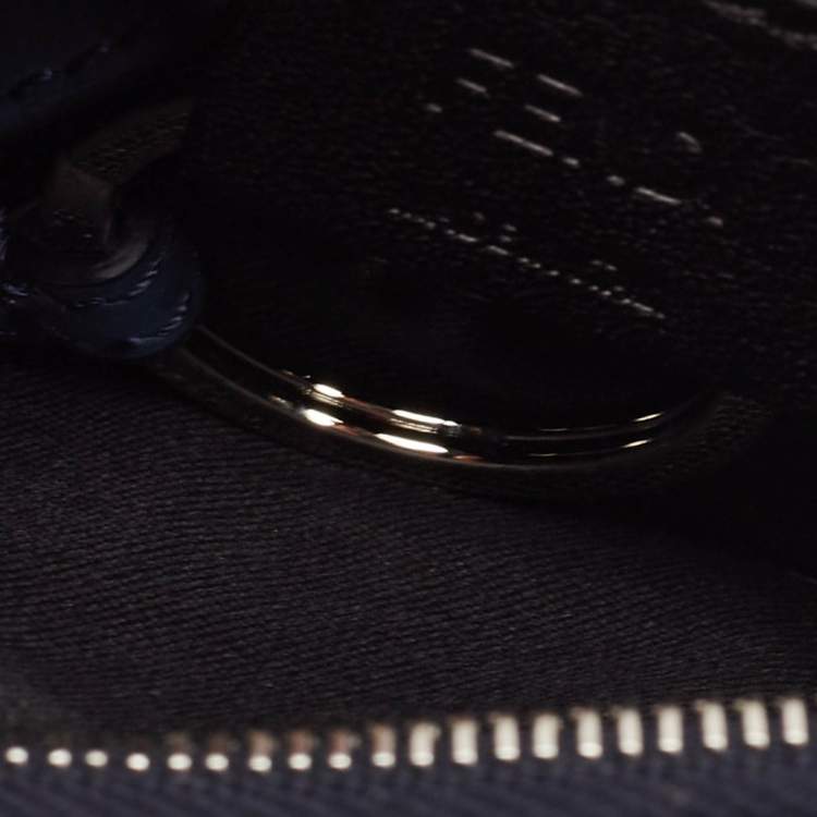 Pre Owned Fendi Blue Zucca Embossed Leather Coin Purse