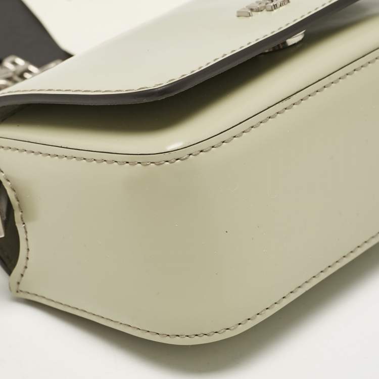Pre Owned Fendi Avocado Green Leather Nano F Chain Pouch
