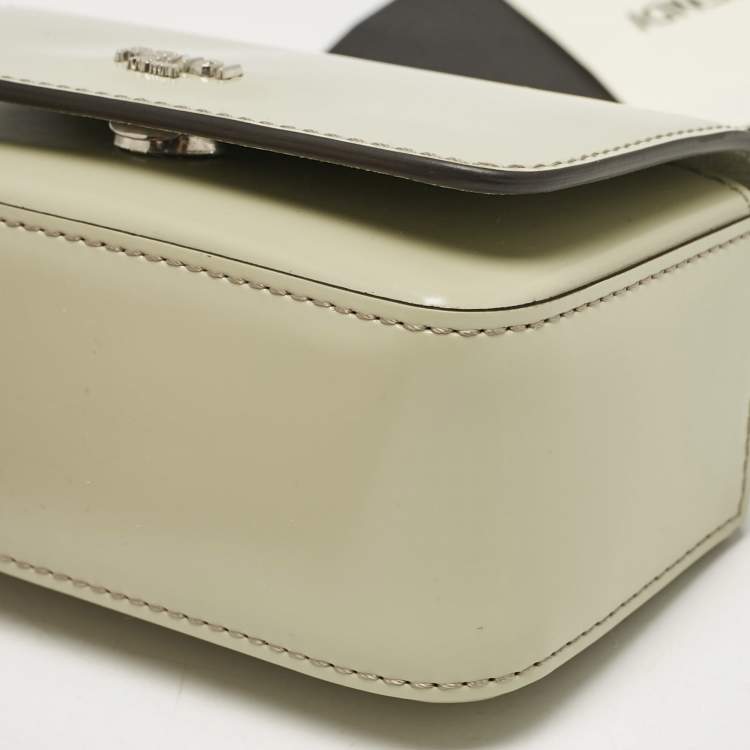 Pre Owned Fendi Avocado Green Leather Nano F Chain Pouch
