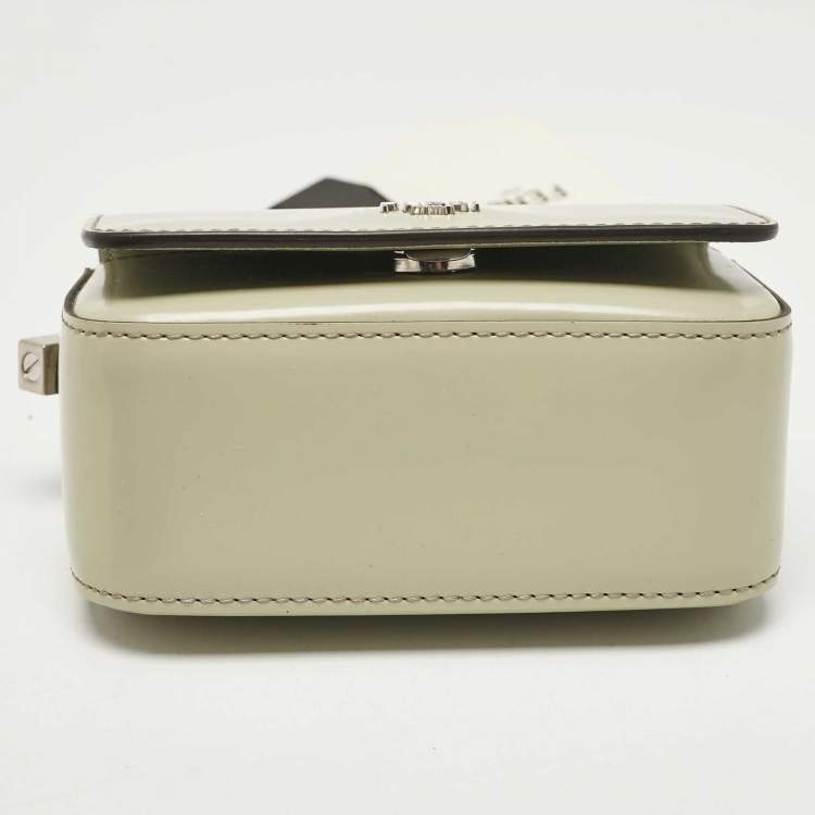 Pre Owned Fendi Avocado Green Leather Nano F Chain Pouch