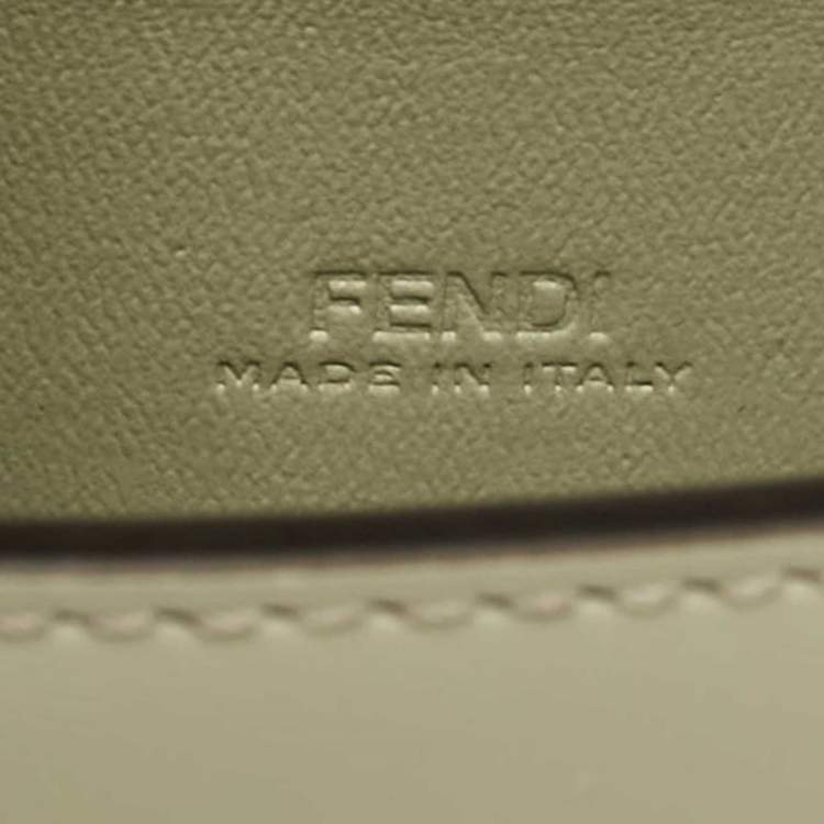 Pre Owned Fendi Avocado Green Leather Nano F Chain Pouch