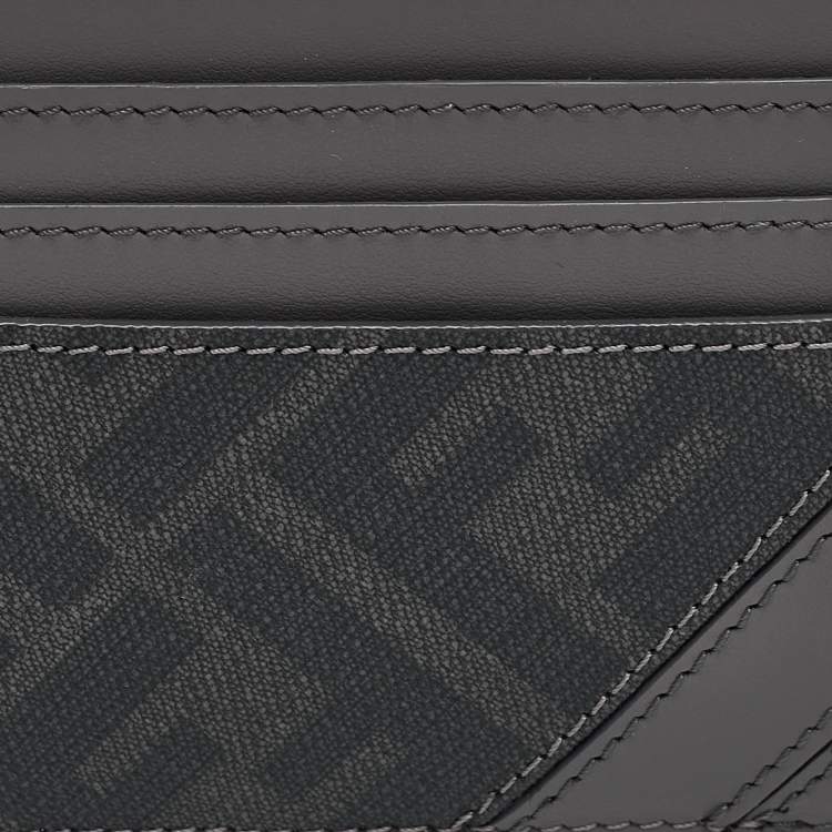 Pre Owned Fendi Grey Zucca Coated Canvas and Leather Diagonal Card Holder