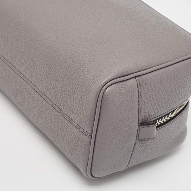 Pre Owned Fendi Grey Leather Travel Kit Pouch