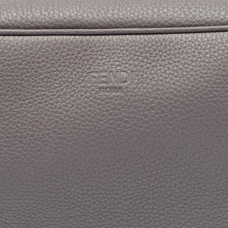 Pre Owned Fendi Grey Leather Travel Kit Pouch