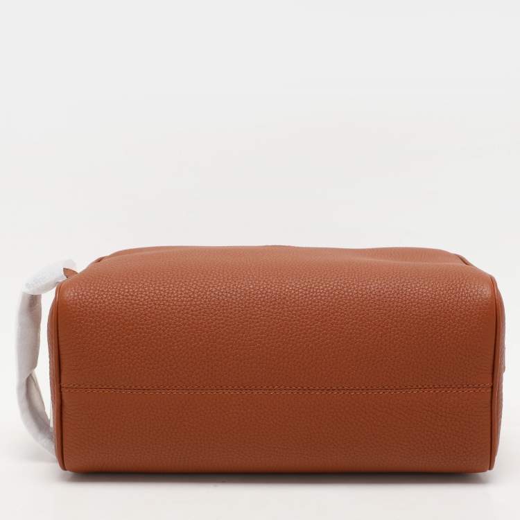 Pre Owned Fendi Brown Leather Travel Kit Pouch