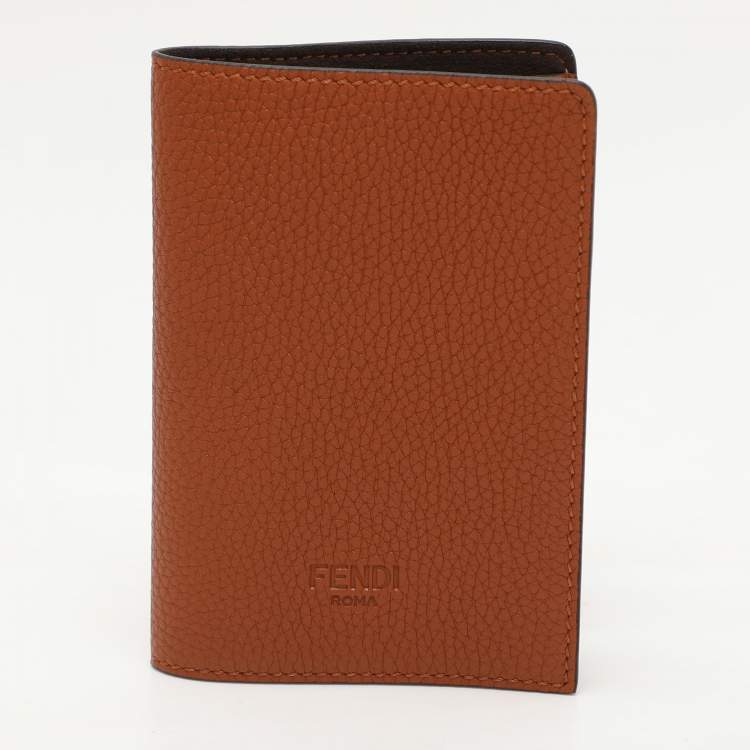 Pre Owned Fendi Brown Leather Travel Kit Pouch