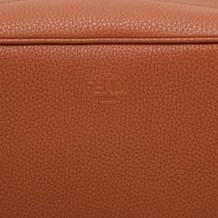 Pre Owned Fendi Brown Leather Travel Kit Pouch