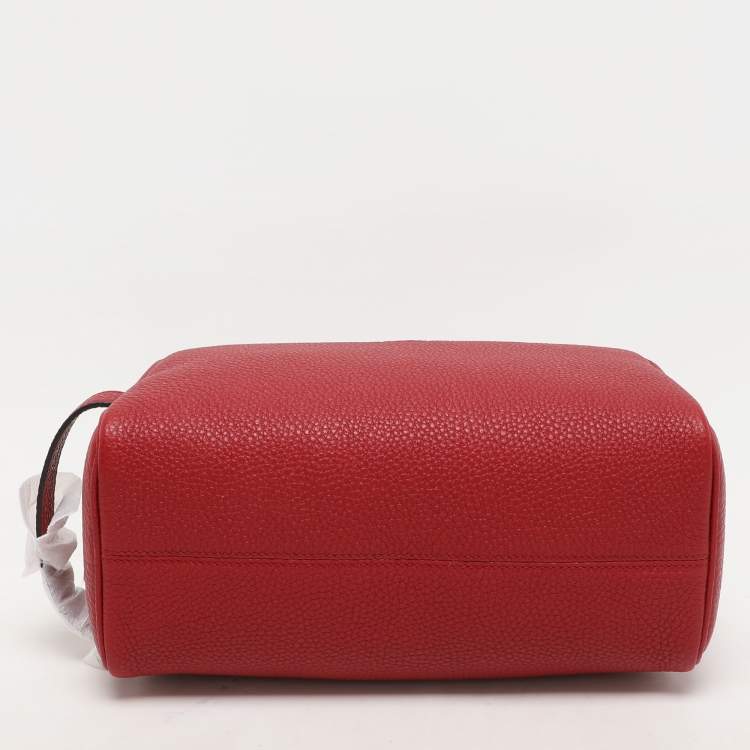 Pre Owned Fendi Red Leather Travel Kit Pouch With Passport Holder