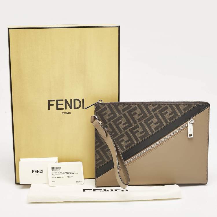 Pre Owned Fendi Tricolor FF Coated Canvas and Leather Diagonal Flat Pouch