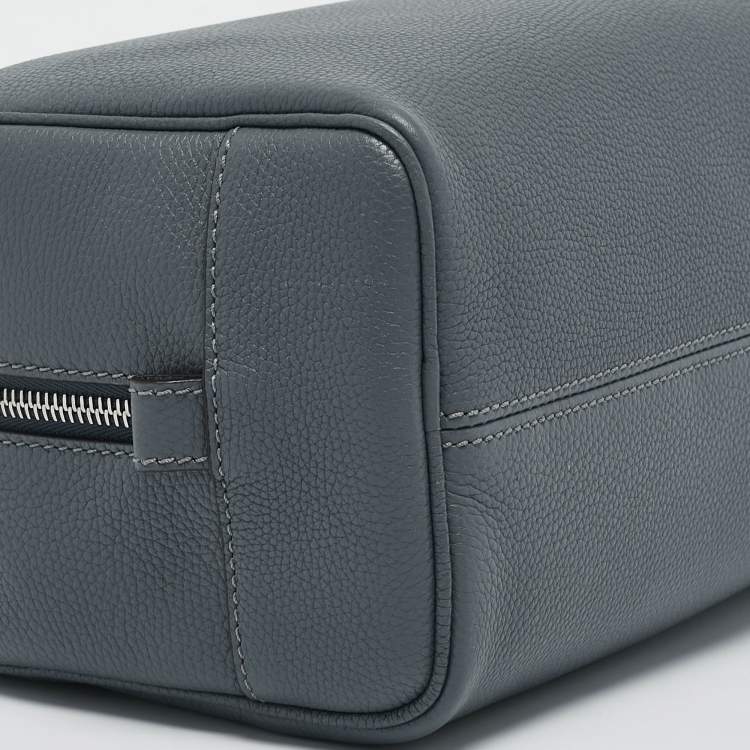Pre Owned Fendi Grey Leather Travel Kit Pouch with Passport Holder