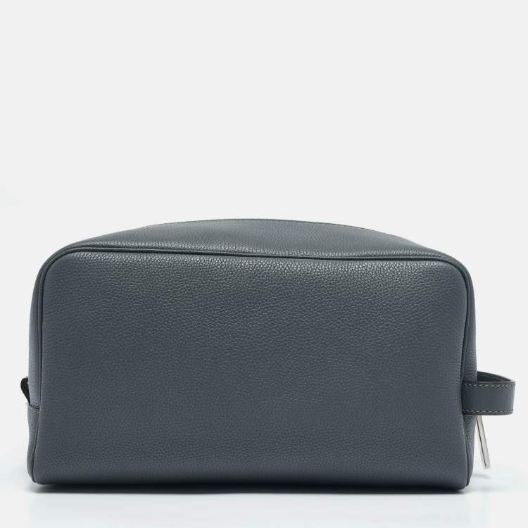 Pre Owned Fendi Grey Leather Travel Kit Pouch with Passport Holder