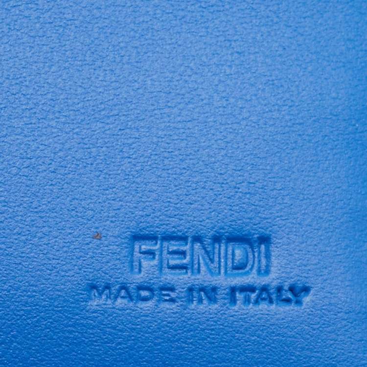 Pre Owned Fendi Tobacco/Blue Zucca and Leather Bifold Wallet