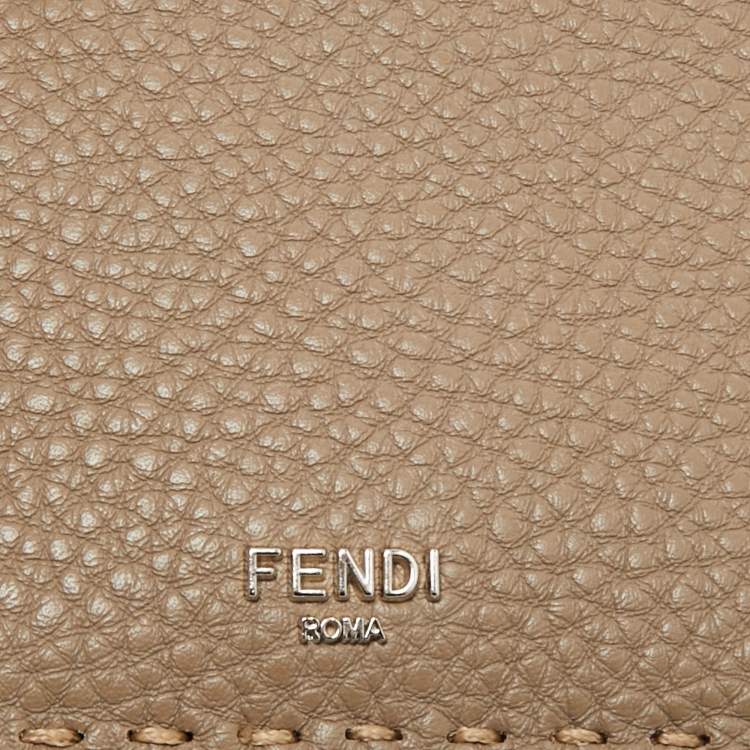 Pre Owned Fendi Dark Beige Selleria Leather Bifold Wallet