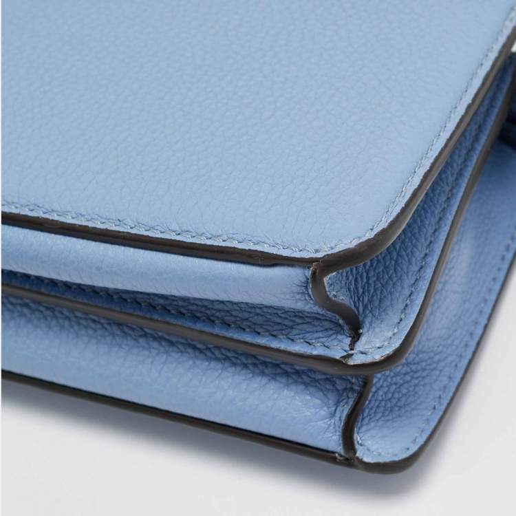 Pre Owned Fendi Peekaboo ISeeU X-Cross Light Blue Leather Top Handle Bag