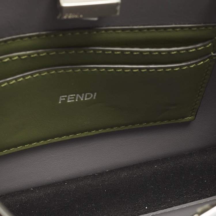 Pre Owned Fendi Peekaboo ISeeU X-Cross Grey Leather Top Handle Bag