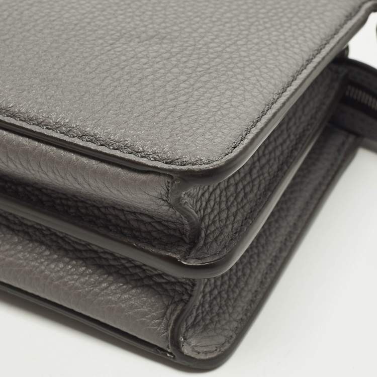 Pre Owned Fendi Peekaboo ISeeU X-Cross Grey Leather Top Handle Bag