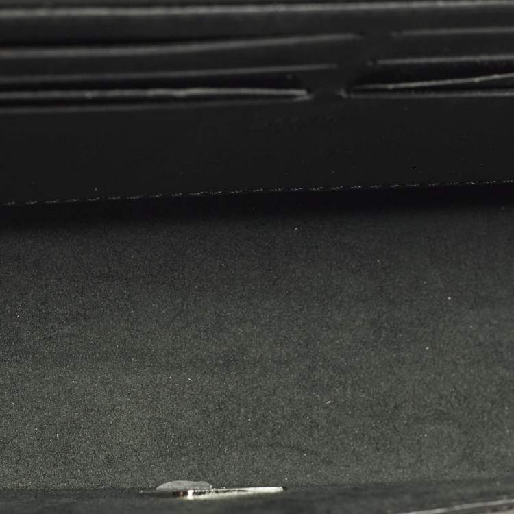 Pre Owned Fendi Soft Trunk Baguette Black FF Embossed Leather Bag