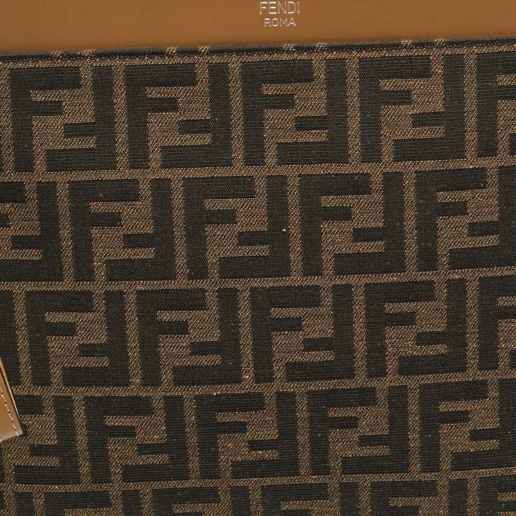 Pre Owned Fendi Large Brown Zucca Canvas Flat Pouch