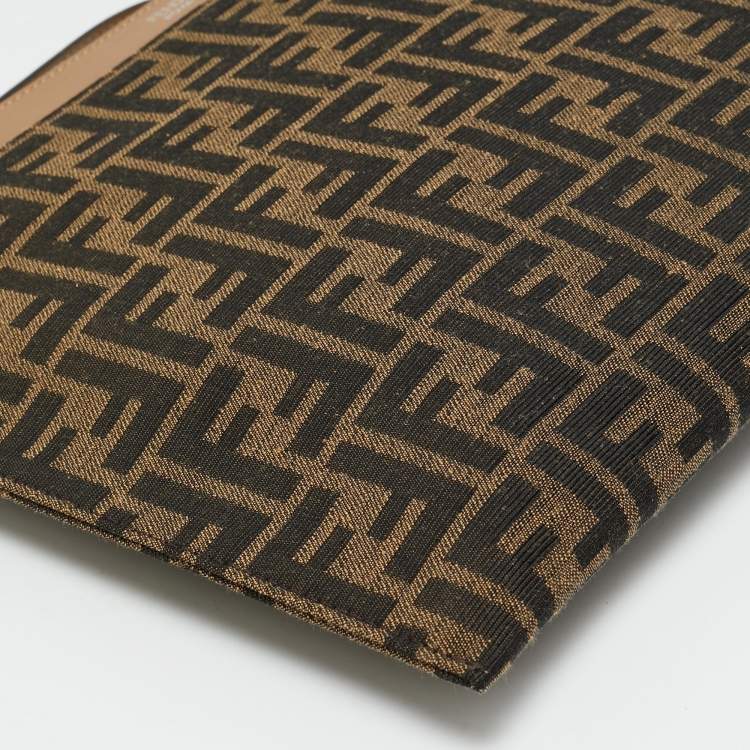 Pre Owned Fendi Large Brown Zucca Canvas Flat Pouch