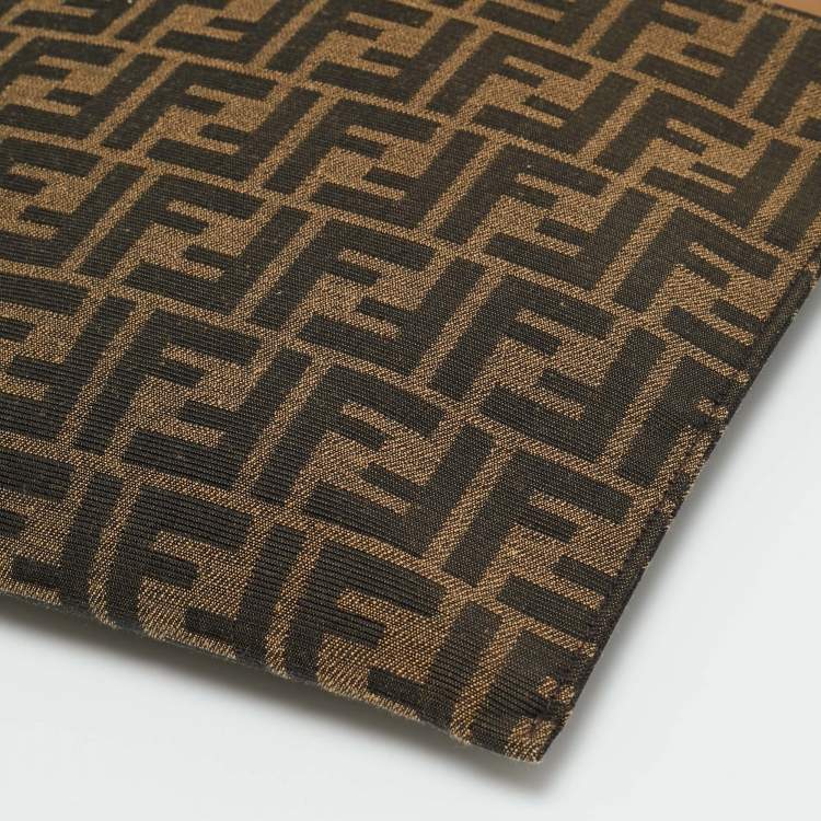 Pre Owned Fendi Large Brown Zucca Canvas Flat Pouch