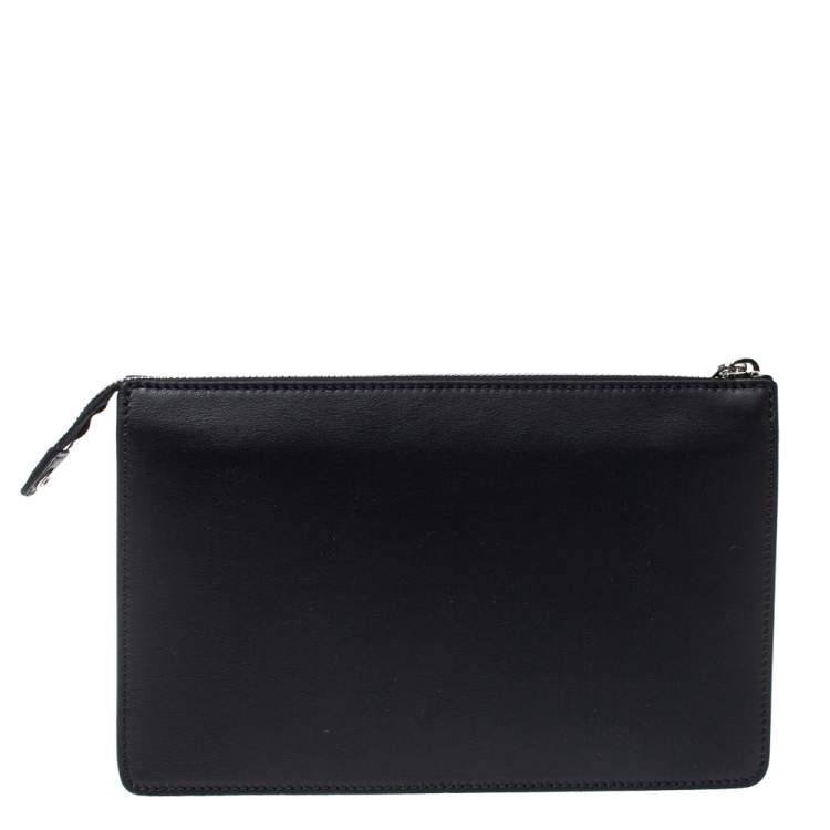 Pre Owned Fendi Black Leather and Metal Bag Bugs Eyes Clutch