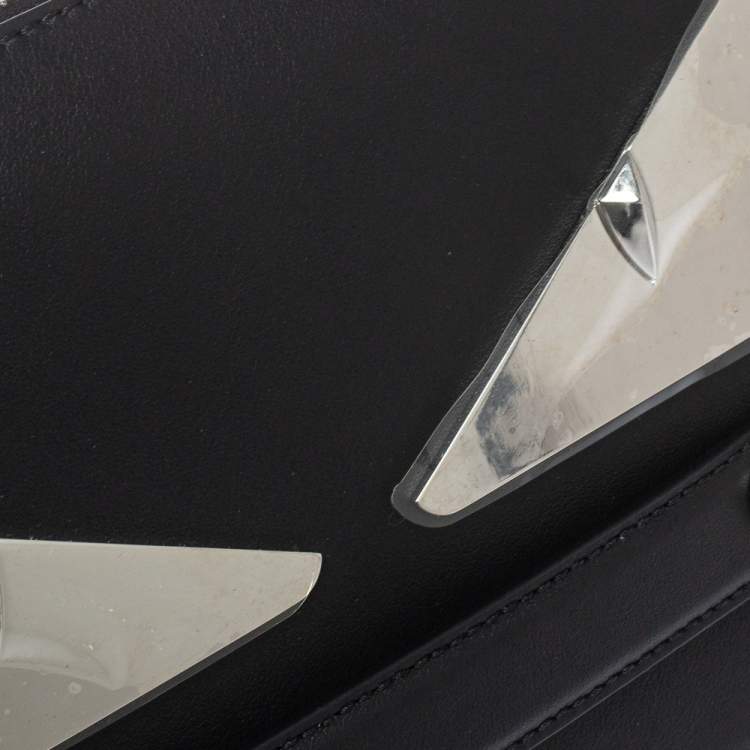 Pre Owned Fendi Black Leather and Metal Bag Bugs Eyes Clutch