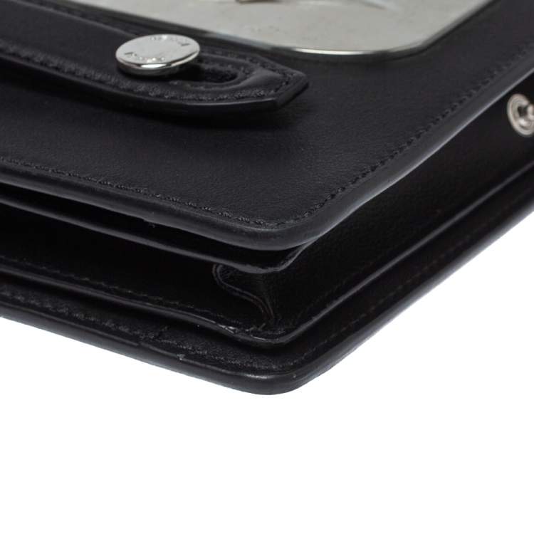 Pre Owned Fendi Black Leather and Metal Bag Bugs Eyes Clutch