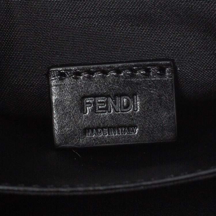 Pre Owned Fendi Black Leather and Metal Bag Bugs Eyes Clutch