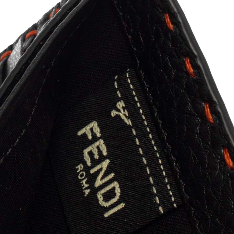Pre Owned Fendi Orange Selleria Leather Bifold Wallet