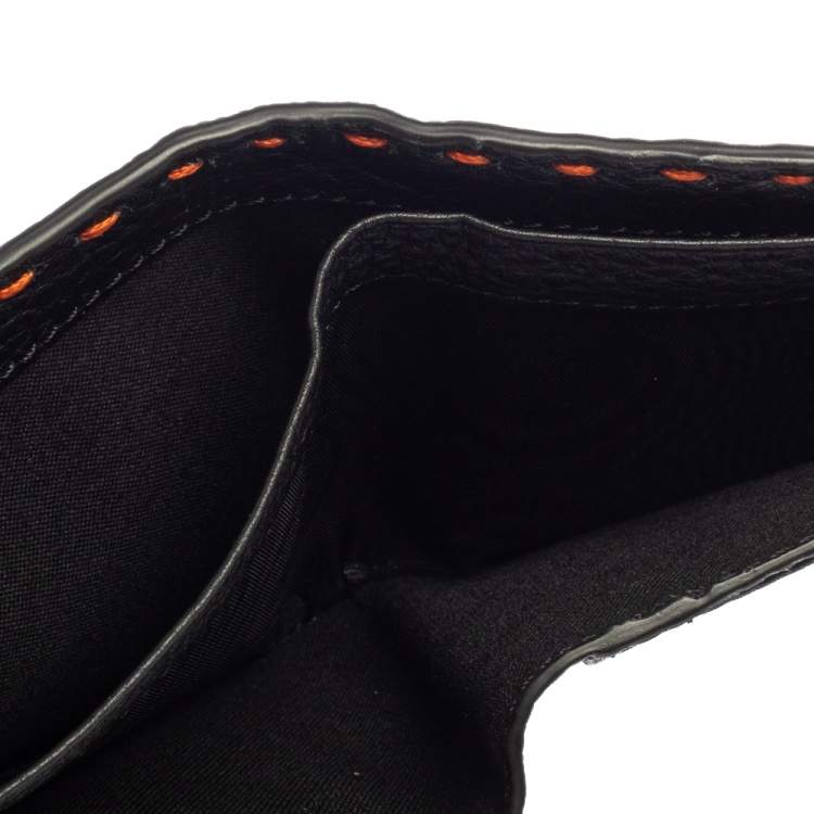 Pre Owned Fendi Orange Selleria Leather Bifold Wallet
