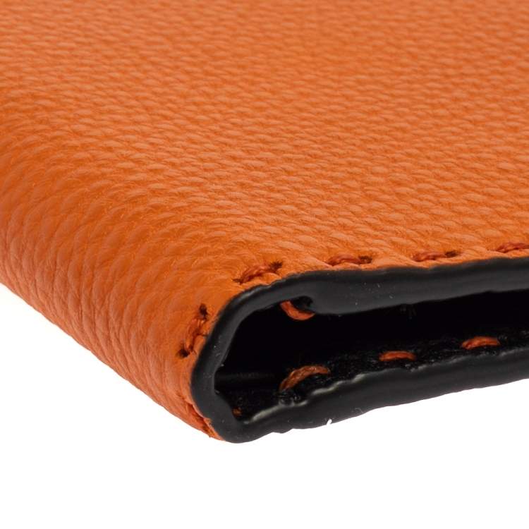 Pre Owned Fendi Orange Selleria Leather Bifold Wallet