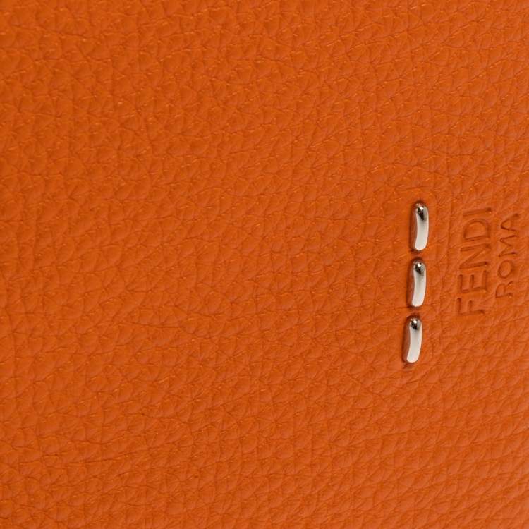 Pre Owned Fendi Orange Selleria Leather Bifold Wallet