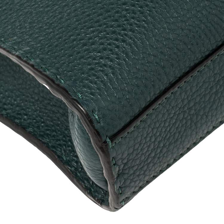 Pre Owned Fendi Dark Green Selleria Leather Peekaboo Iconic Fit Briefcase