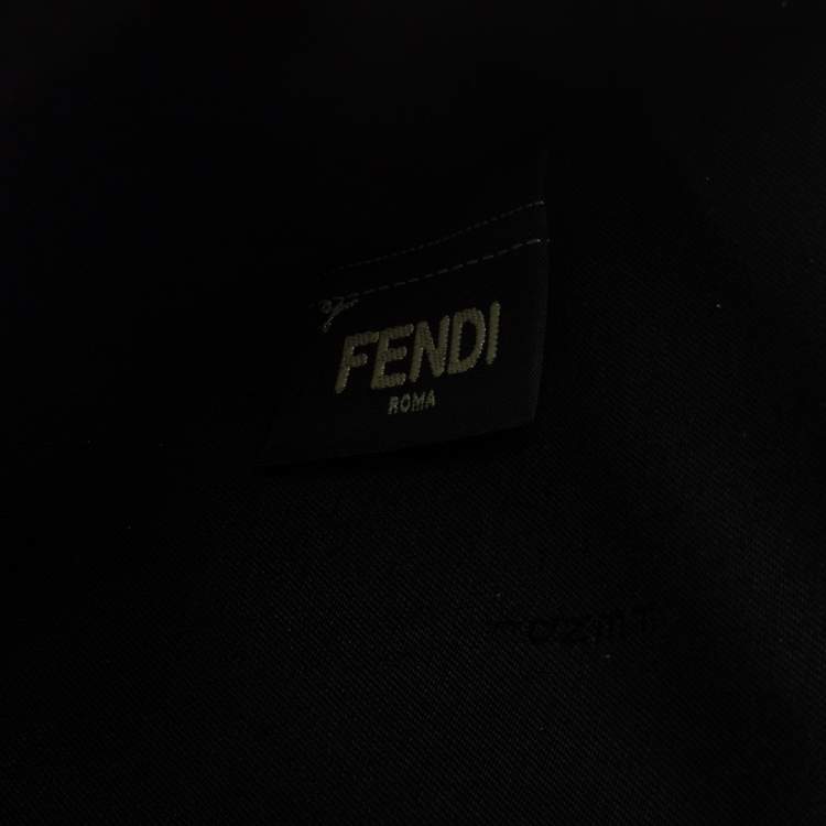 Pre Owned Fendi Black Leather Vocabulary 3D Logo Zip Pouch