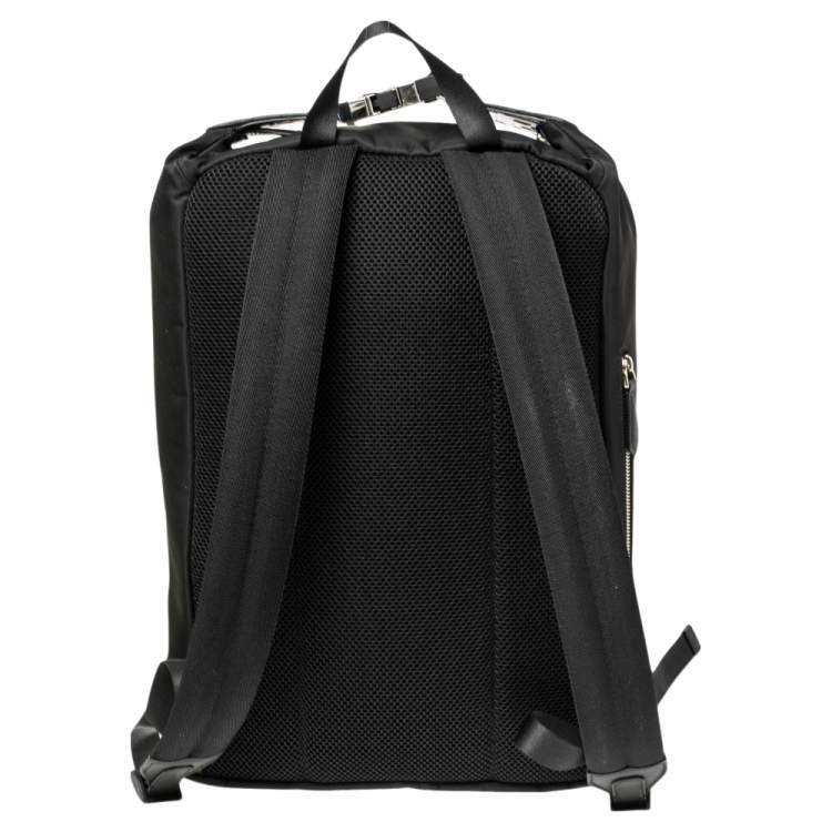 Pre Owned Fendi Black/Tobacco Zucca Leather Trim and Nylon Zaino Santander Backpack