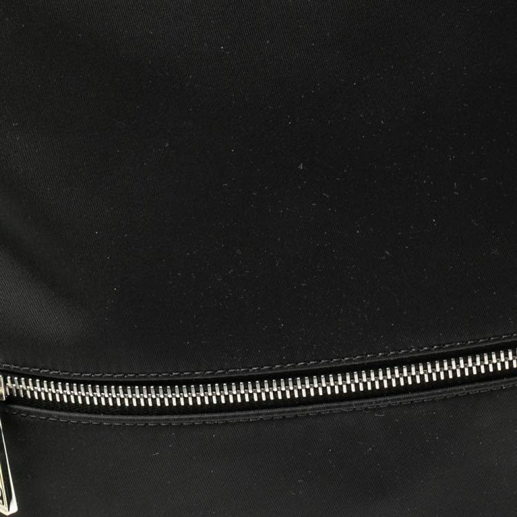 Pre Owned Fendi Black/Tobacco Zucca Leather Trim and Nylon Zaino Santander Backpack