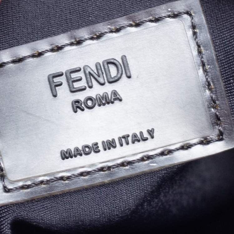Pre Owned Fendi Black Pequin Nylon Small Logo Patch Messenger Bag