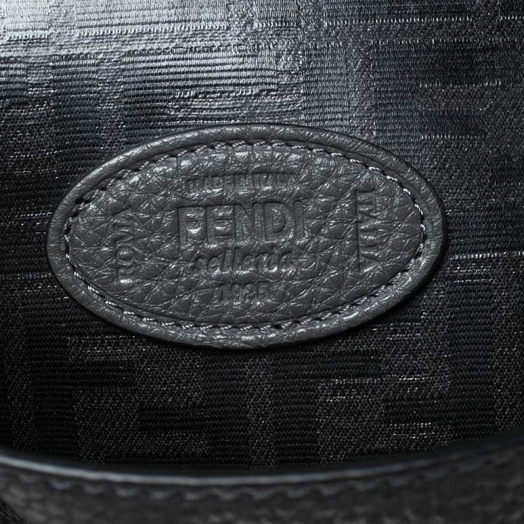 Pre Owned Fendi Grey Leather Peekaboo Iconic Essential Palladium Finish Briefcase