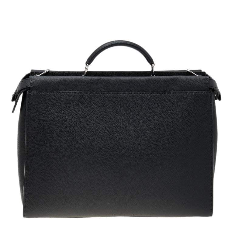 Pre Owned Fendi Black Romano Selleria Leather Peekaboo ISeeU Briefcase